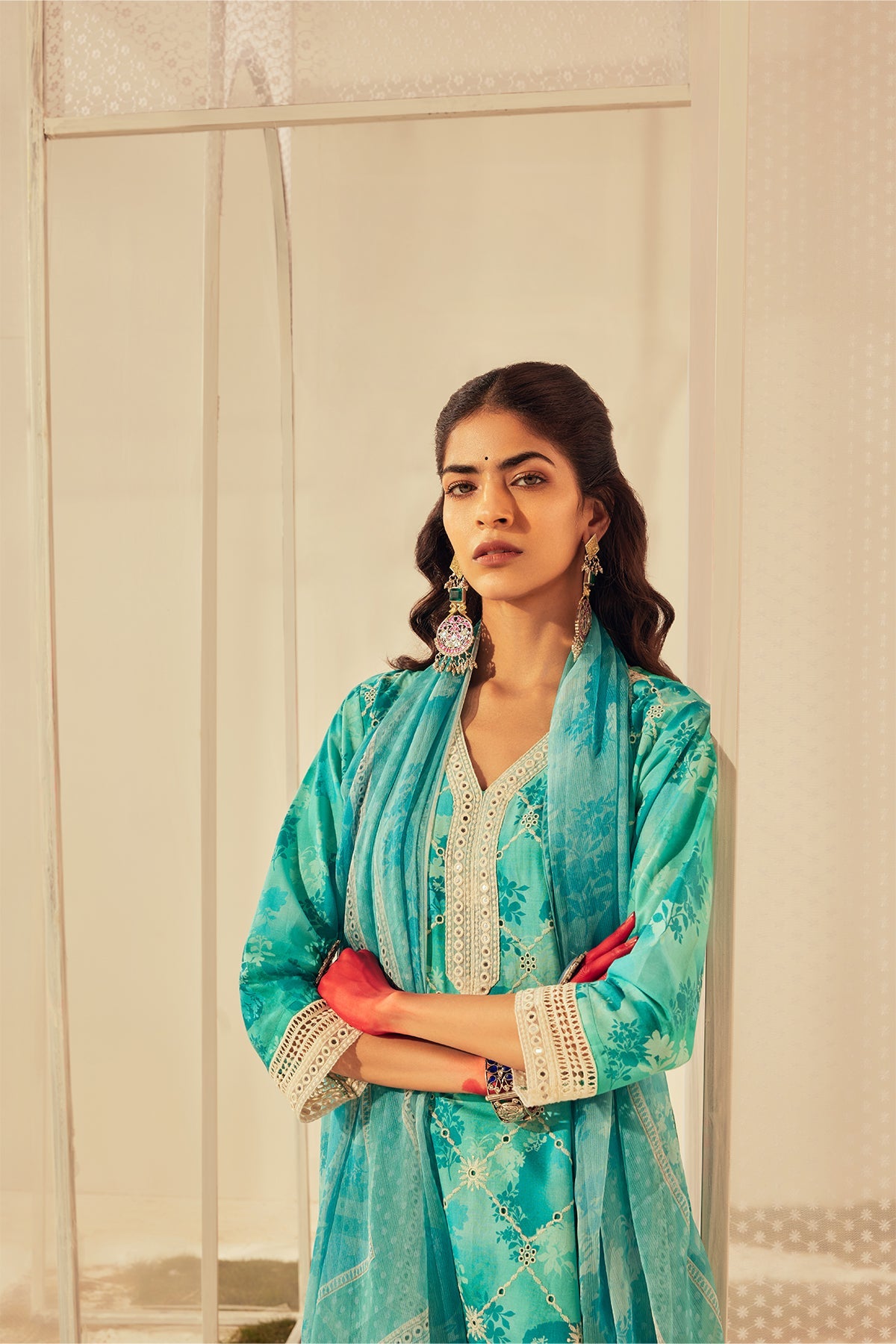 Green Chikankari Straight Kurta Set