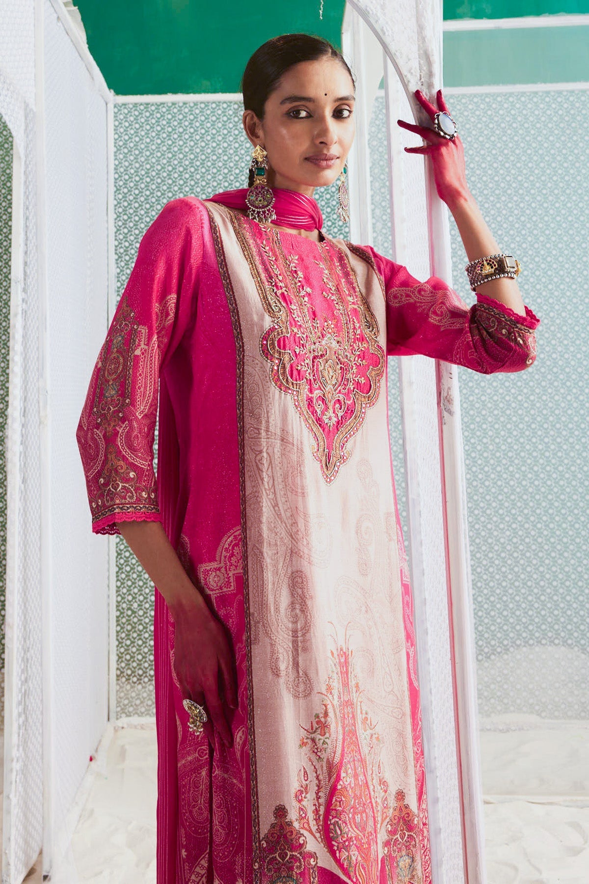 Pink Printed Kurta Set