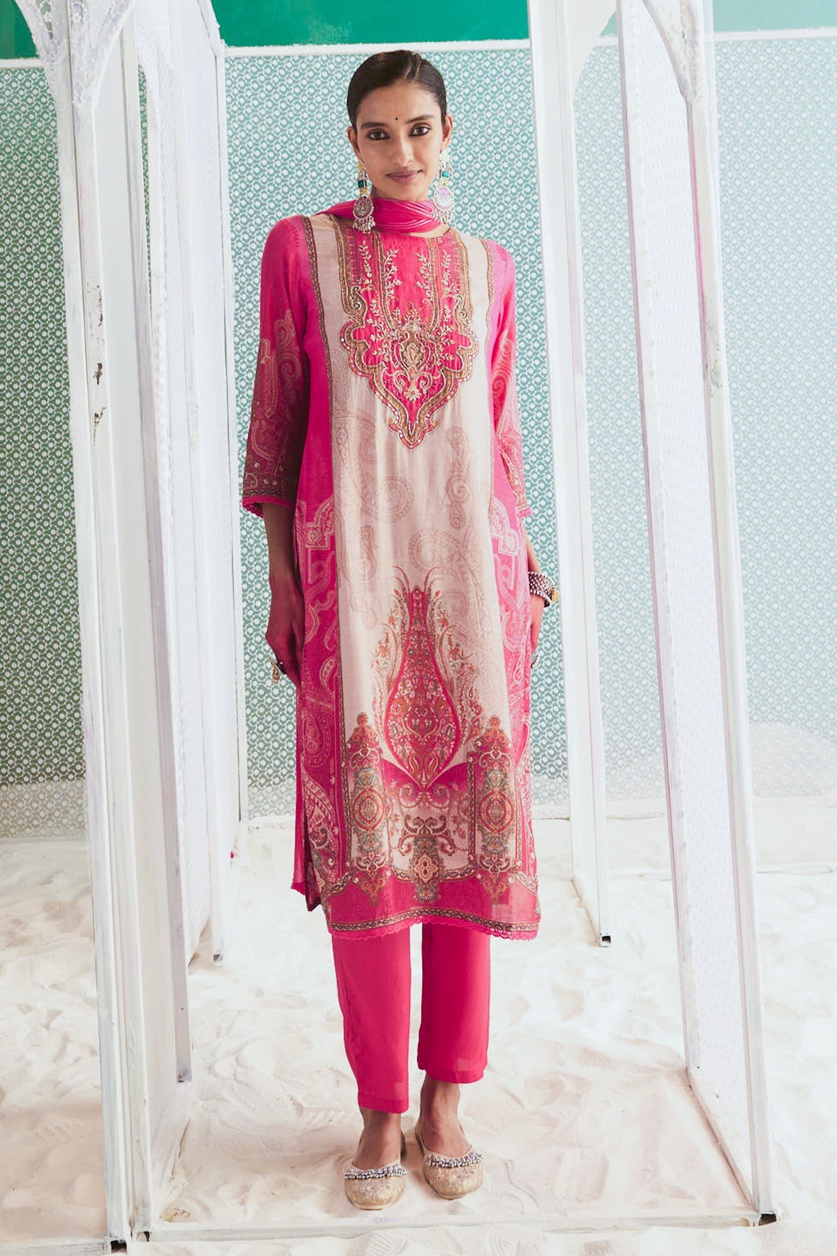 Pink Printed Kurta Set