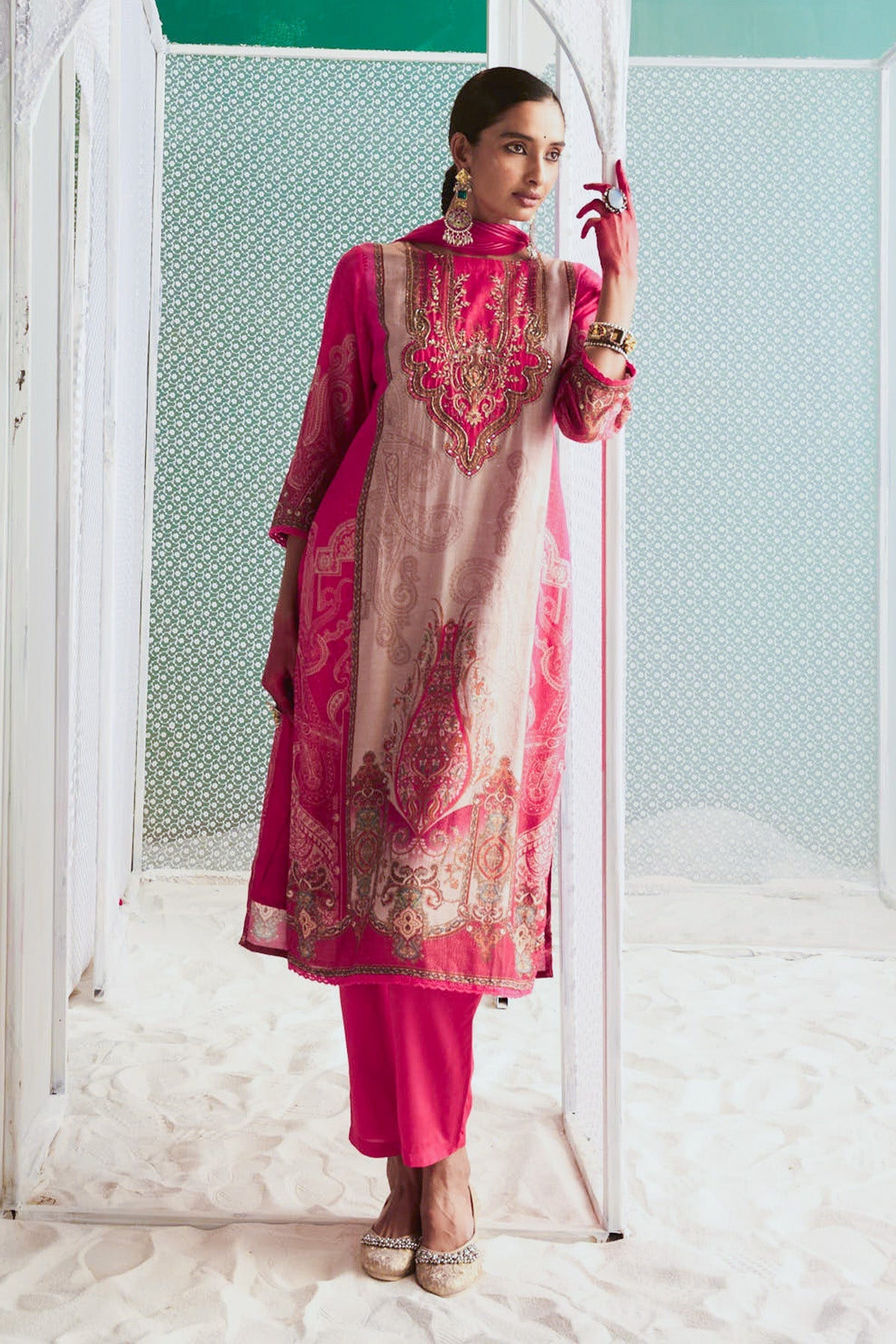 Pink Printed Kurta Set