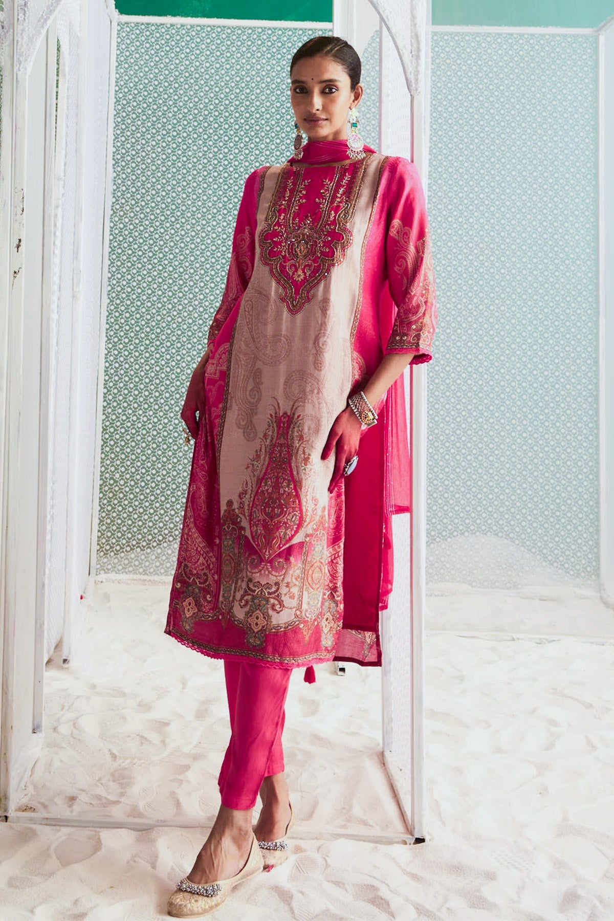 Pink Printed Kurta Set
