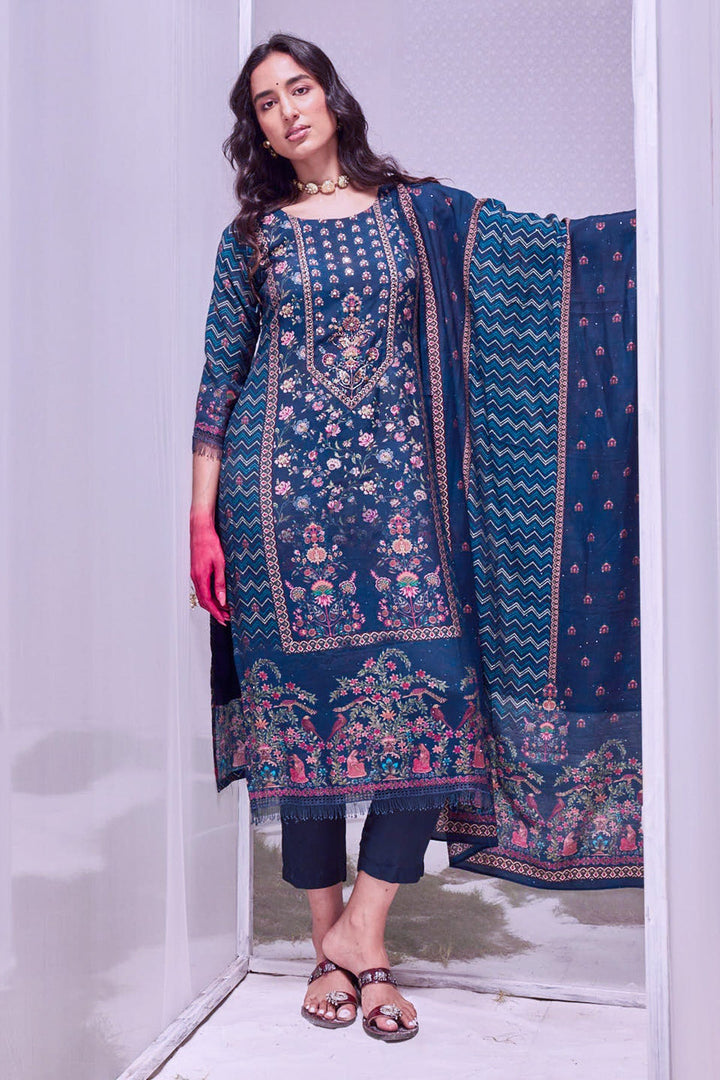 Blue Printed Kurta Set