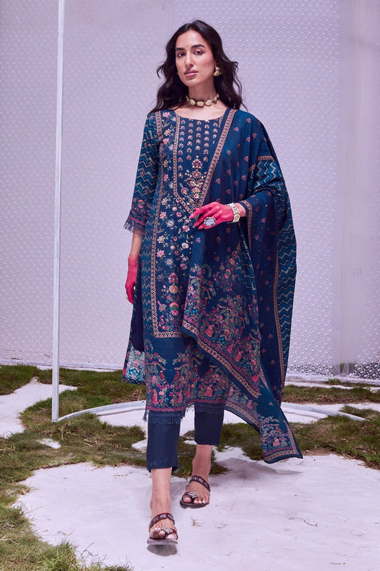 Blue Printed Kurta Set