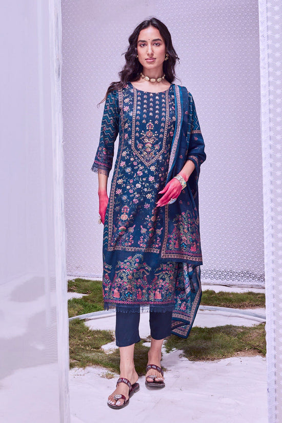 Blue Printed Kurta Set