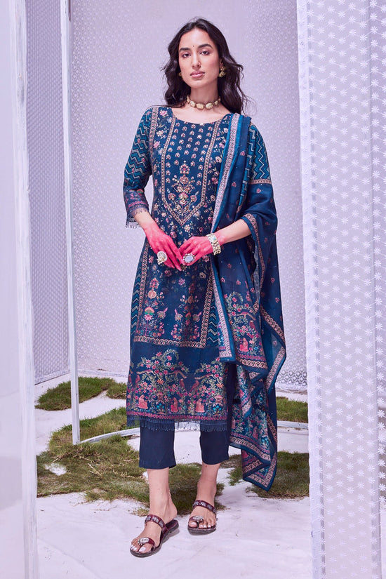 Blue Printed Kurta Set