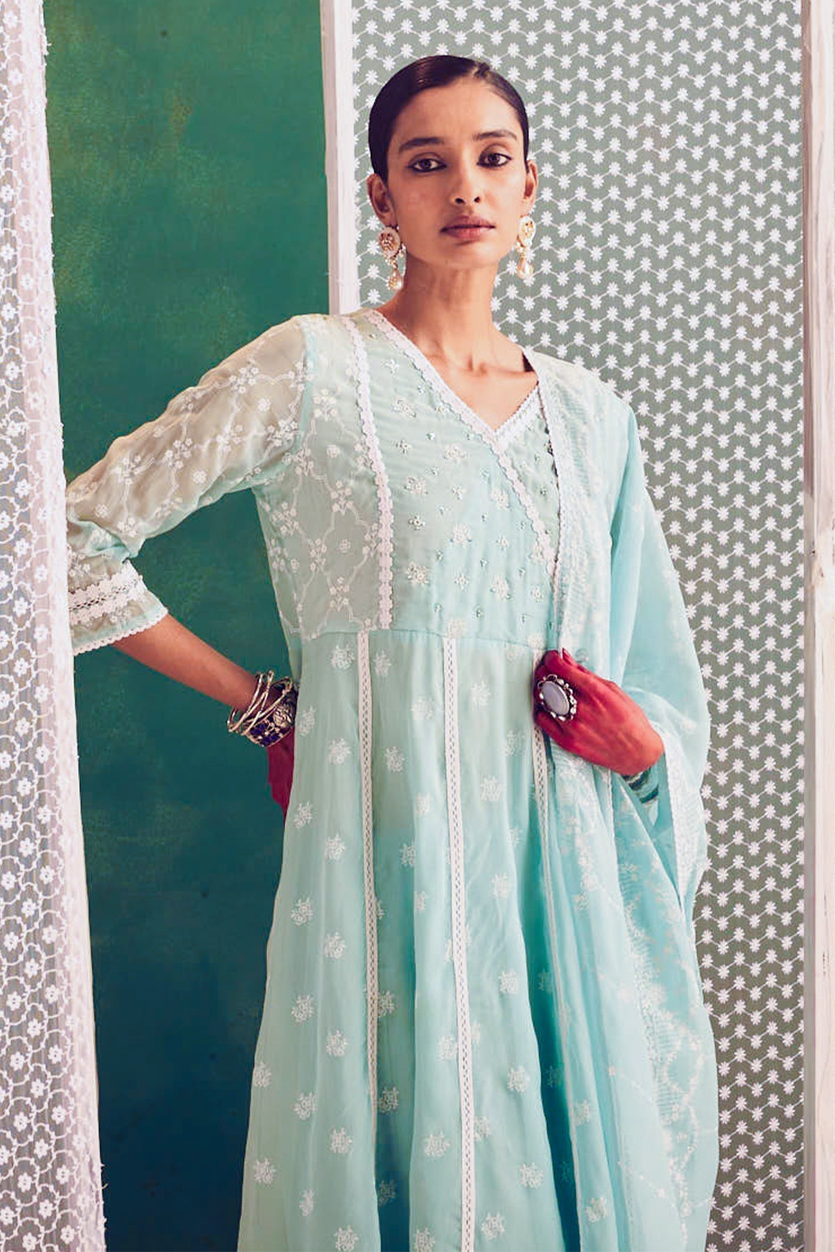 Green Printed Kurta Set