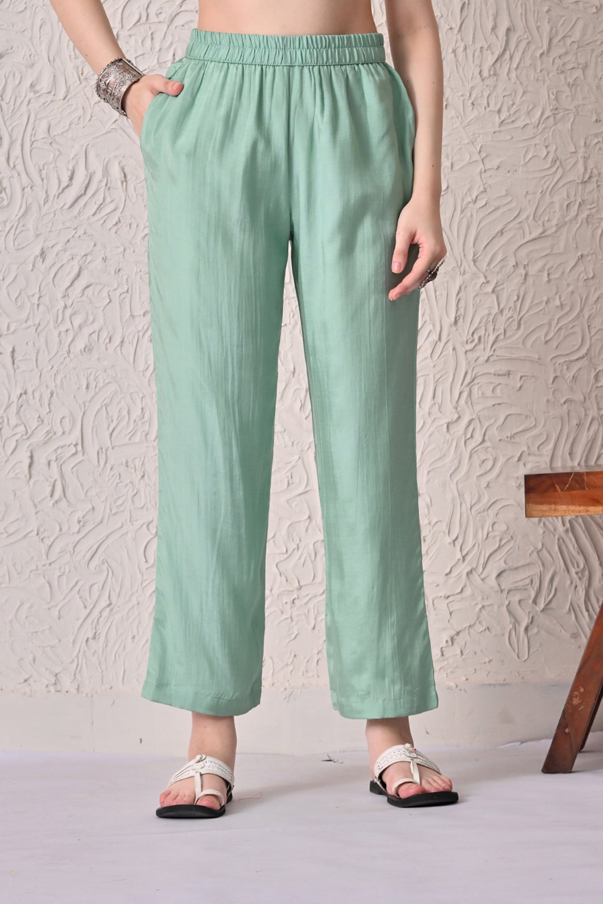 Green A-line Embroidered Kurta 3 Pcs Set