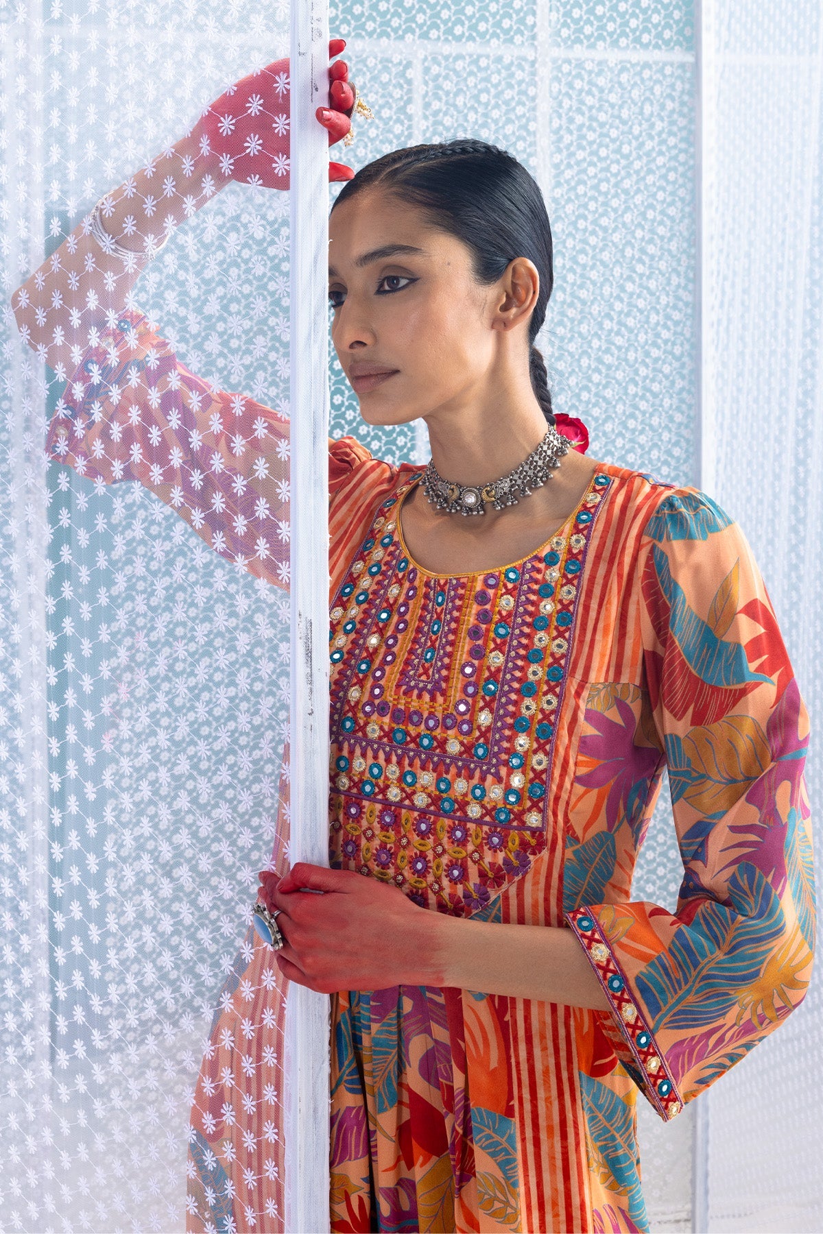 Multi Yoke Embroidered Printed Kurta Set