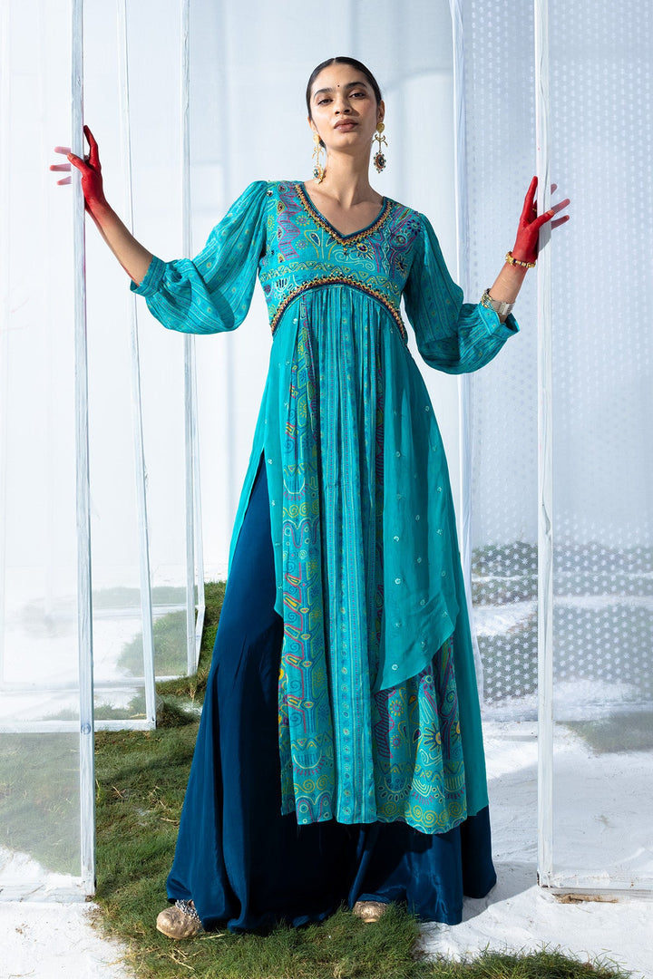 Green Printed Kurta Set