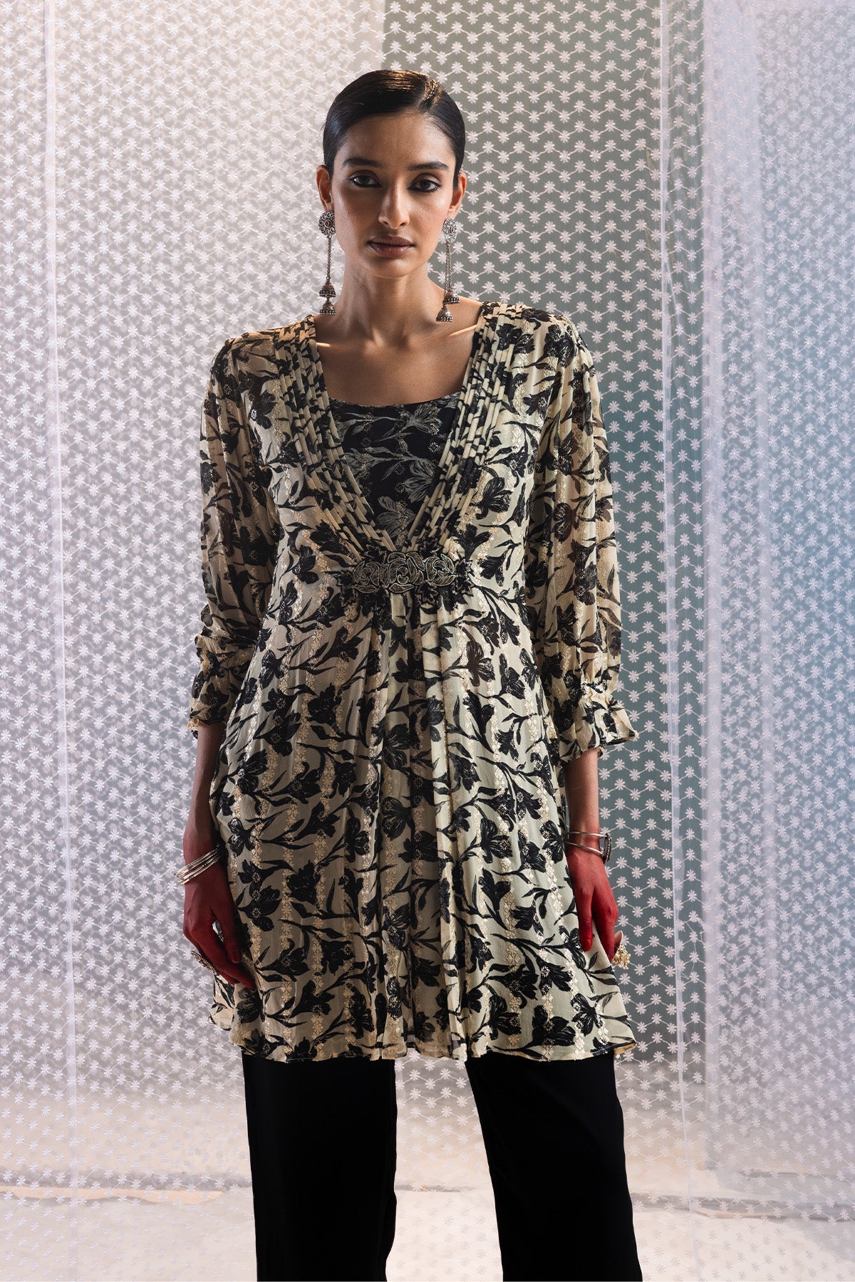 Cream Printed Dress