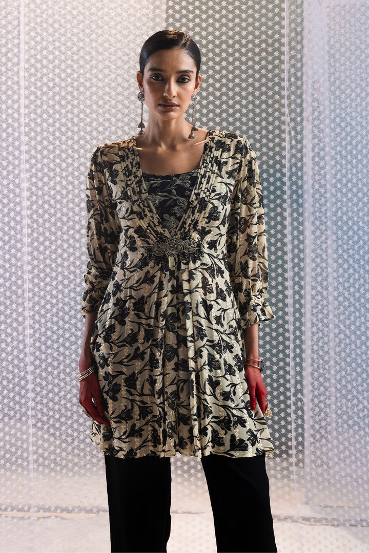 Cream Printed Dress