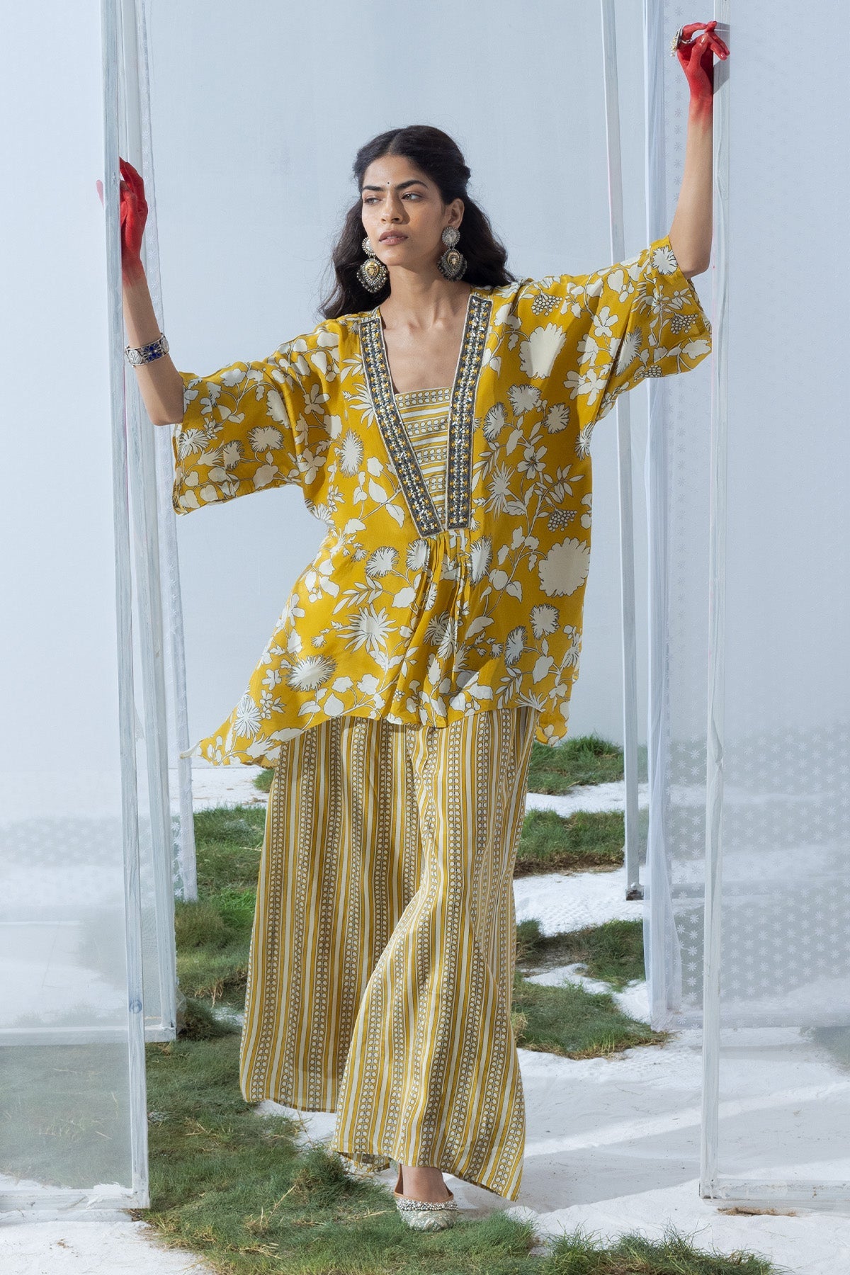 Lemon Yellow Printed Cord Set