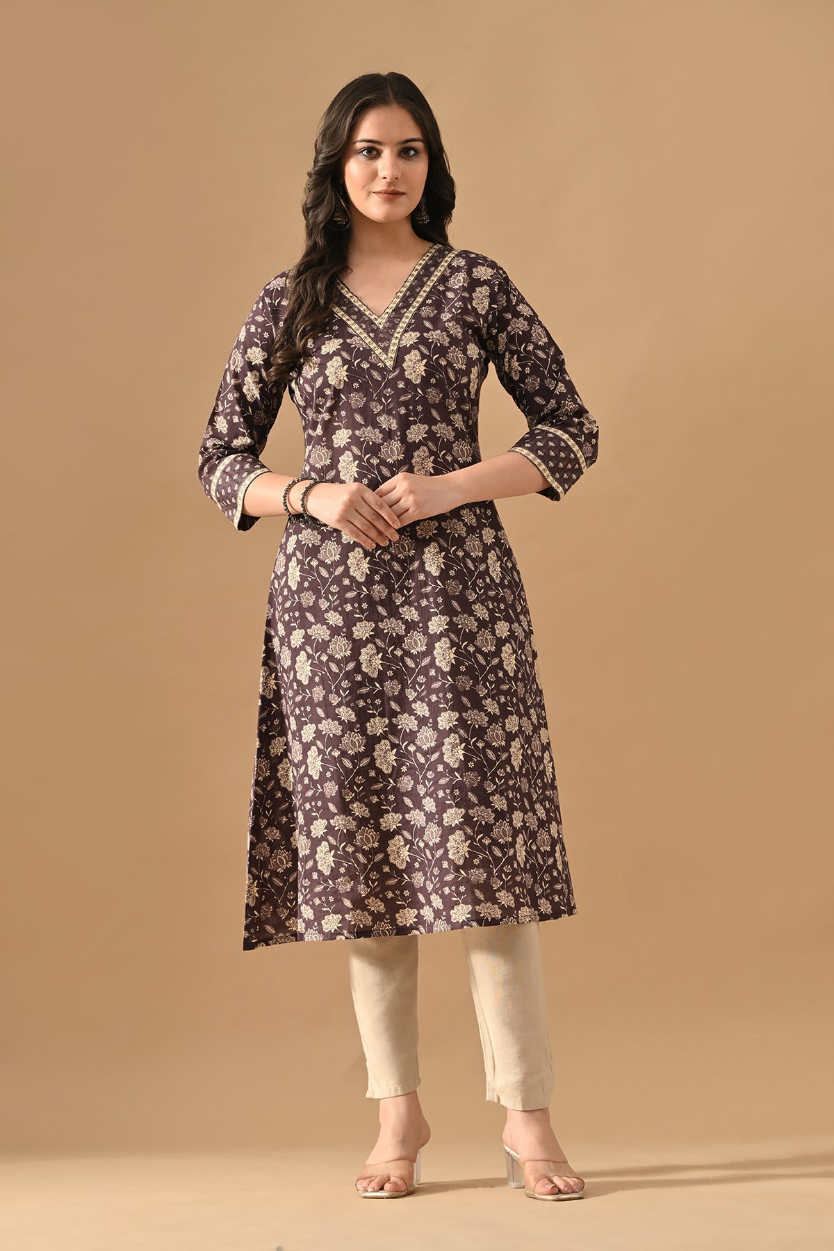 Purple Printed Kurta