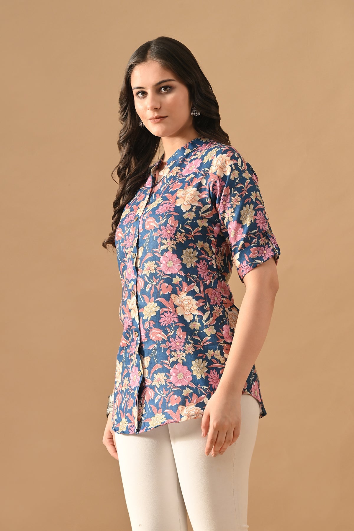 Blue Floral Printed Top