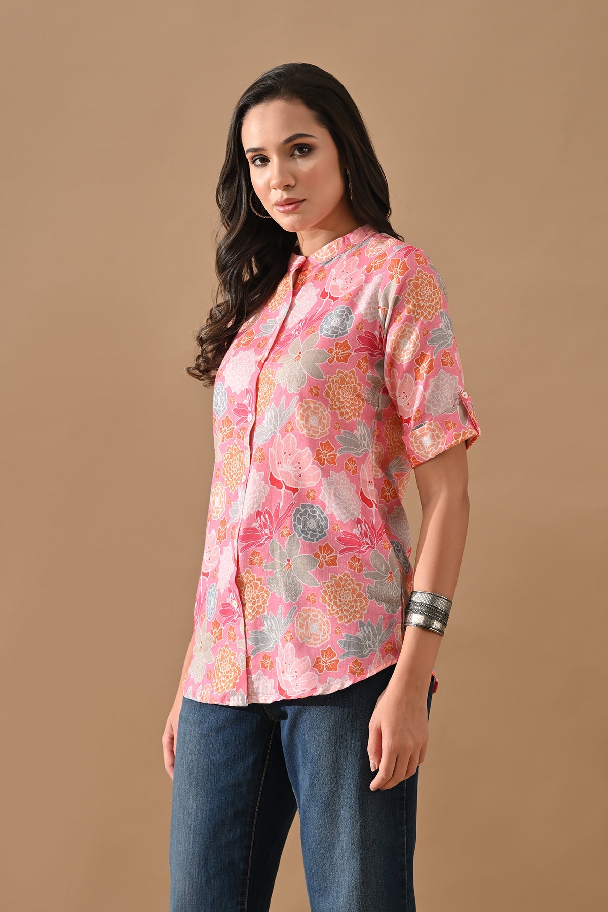 Pink Floral Printed Top