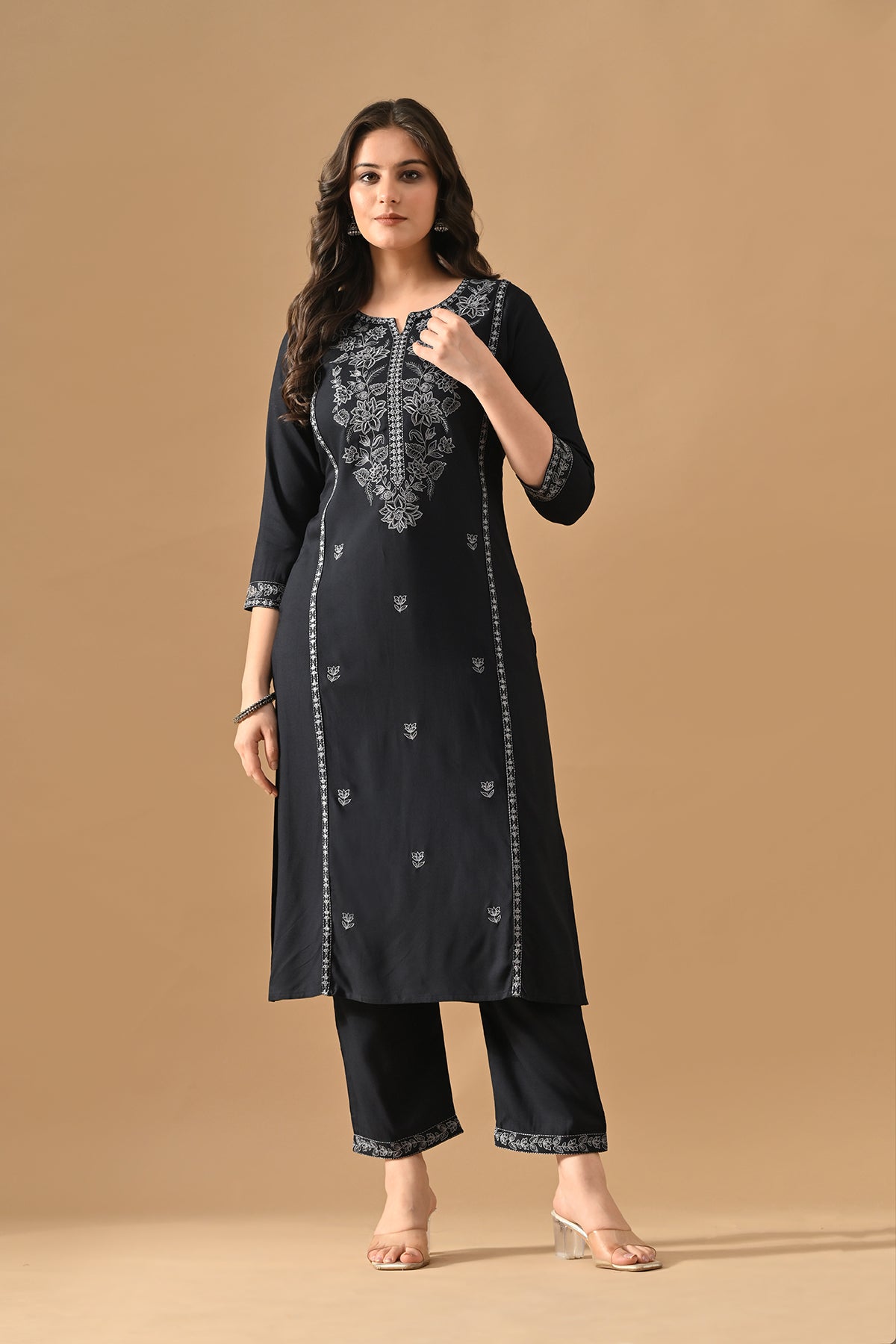 Blue Embroidered Kurta Set