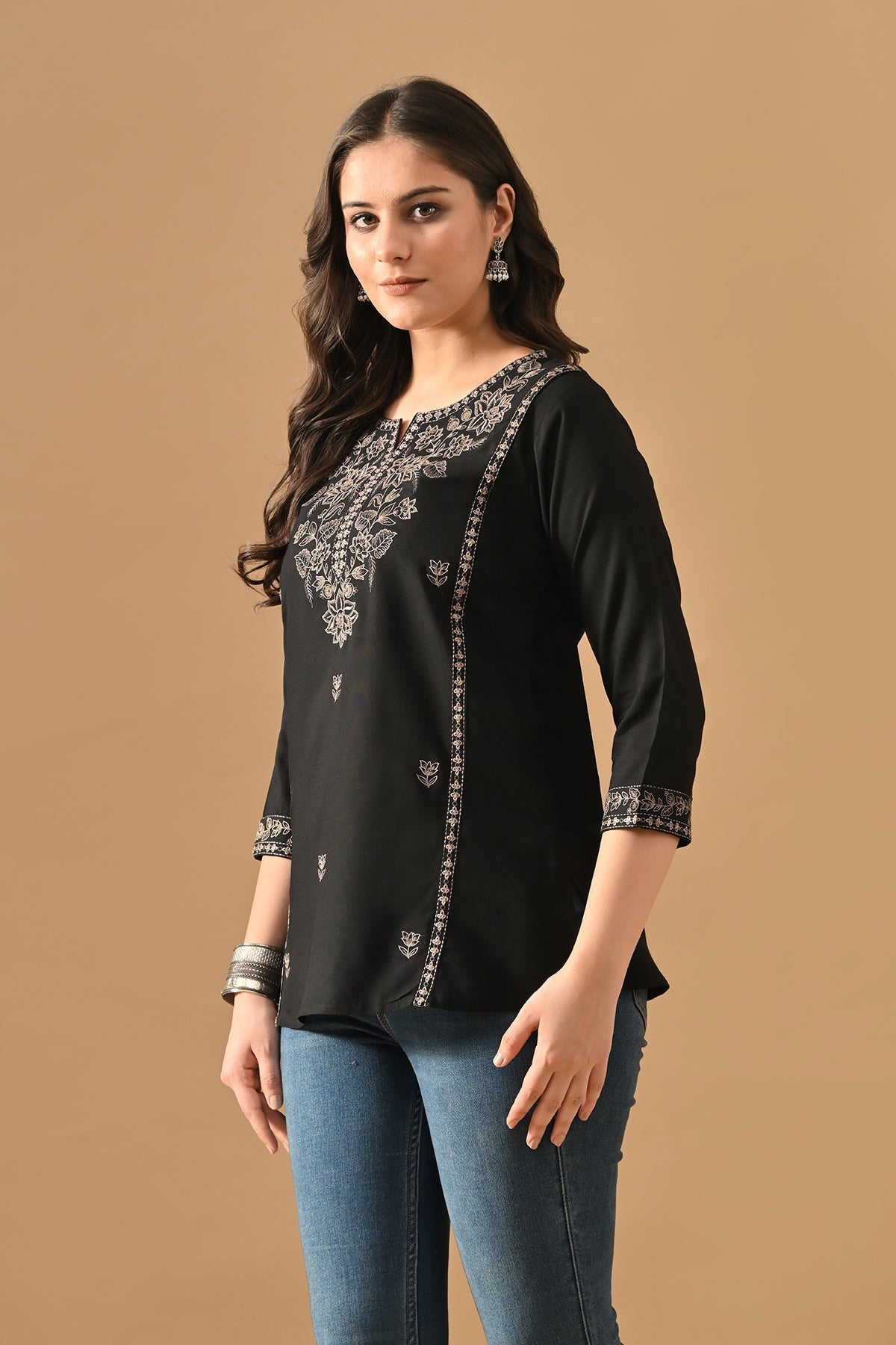 Black Embroidered Top