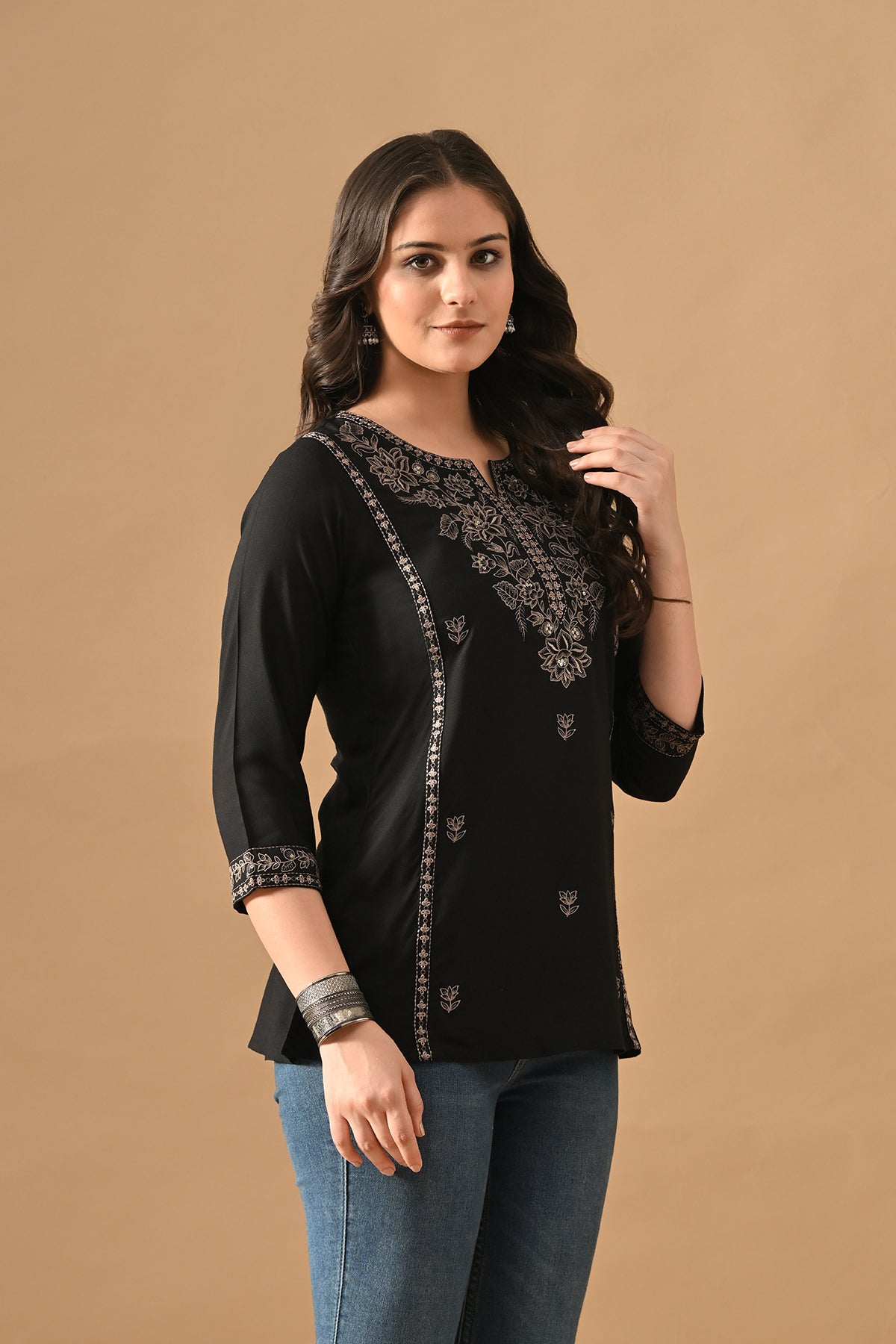 Black Embroidered Top