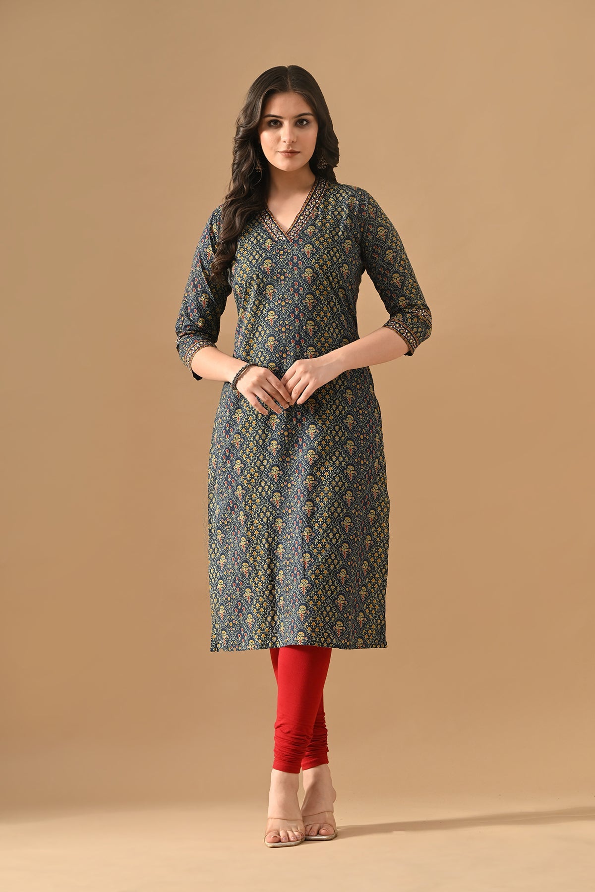 Blue Printed Straight Kurta