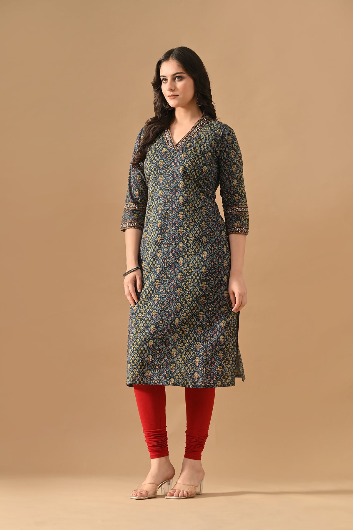 Blue Printed Straight Kurta