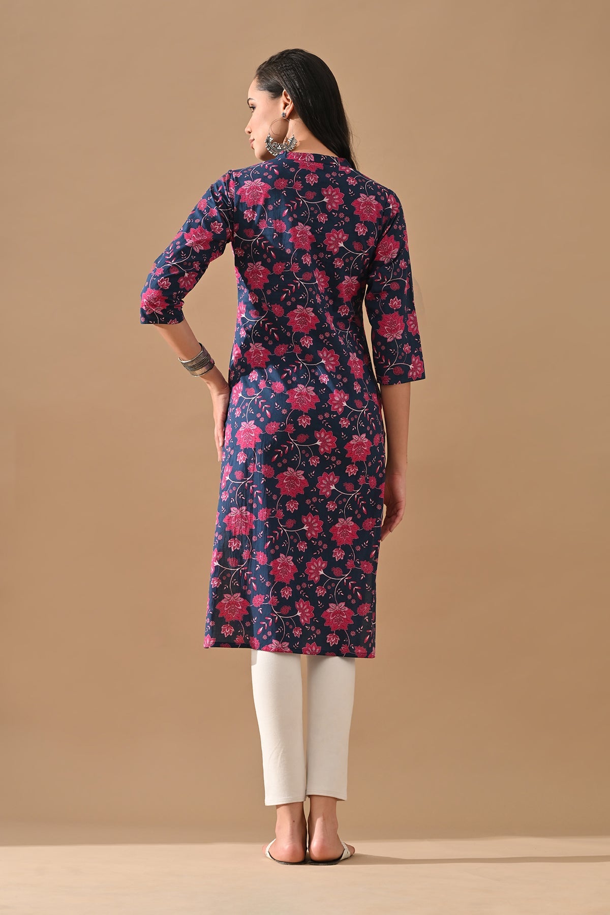 Blue Floral Printed Kurta