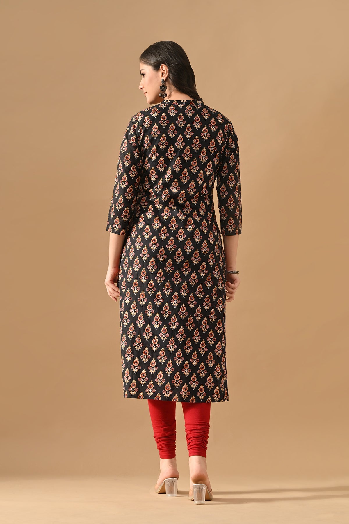 Black Printed Straight Kurta