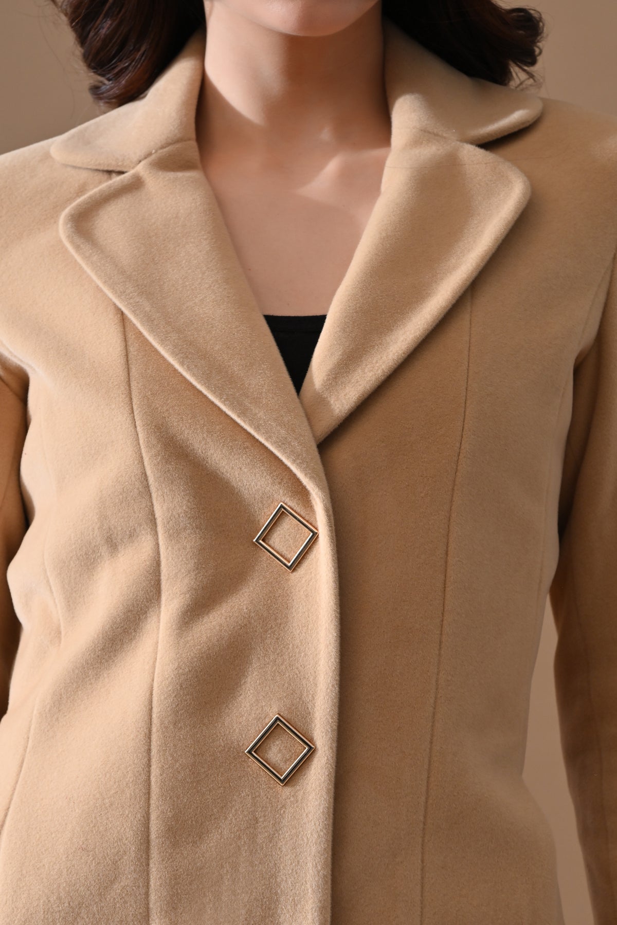 Winter Fawn Classic Notch Collar Neck Overcoat