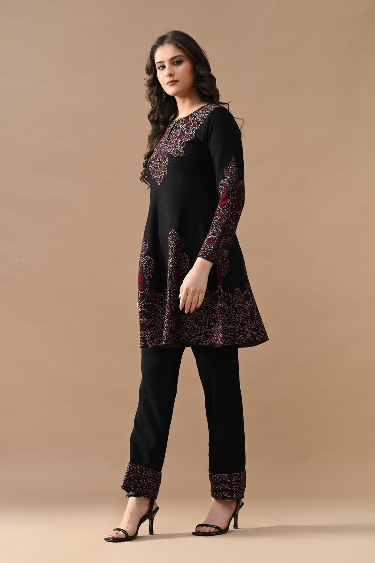 Winter Black Printed Woven Co-ord Set