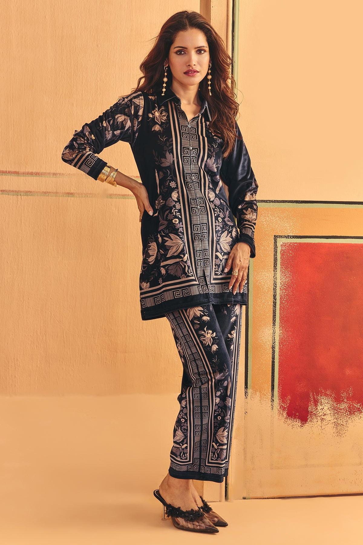 Winter Grey Velvet Co-Ord Set