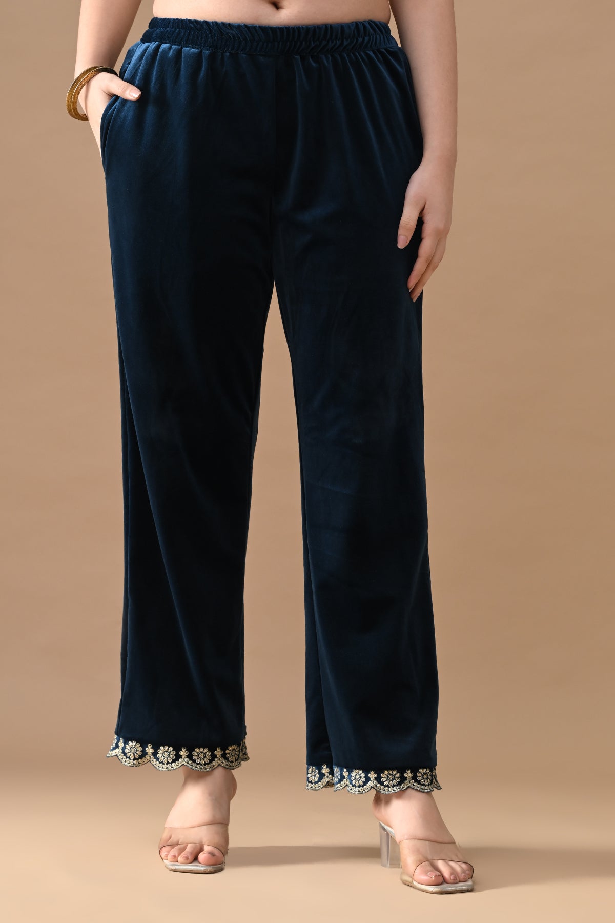 Teal Blue Zari Embroidered Kurta 3 Pcs Set