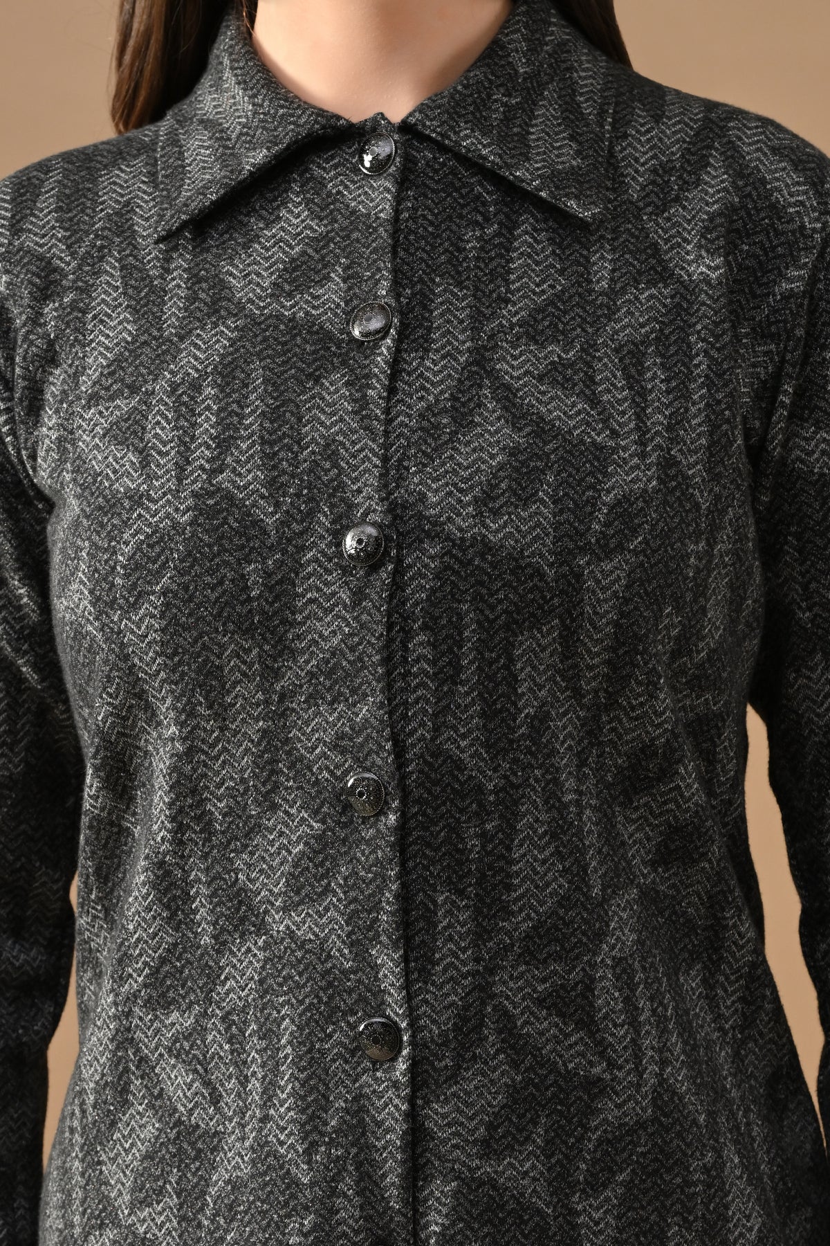 Winter Grey Self Design Woven Co-ord Set