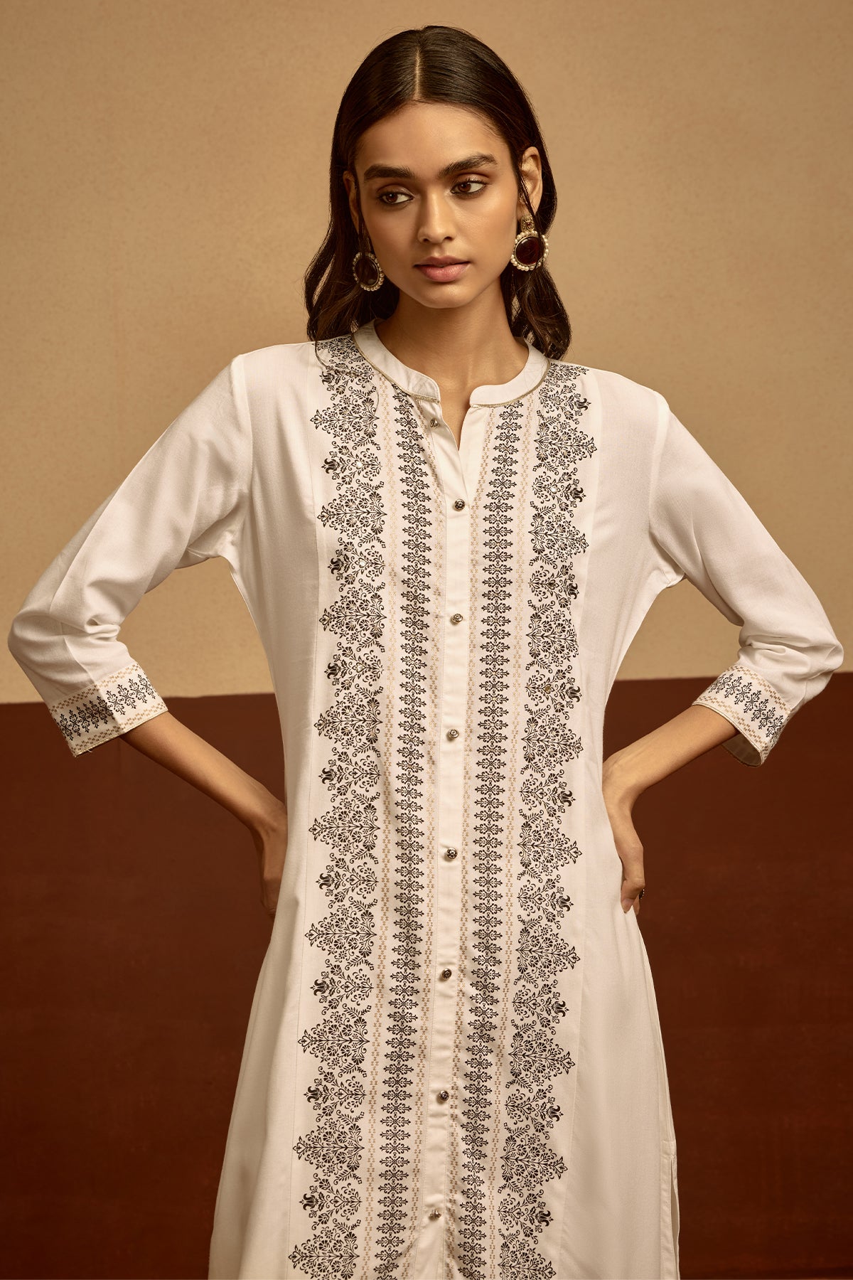 White Printed Kurta Set
