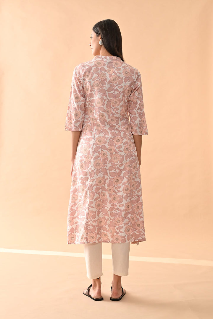 Cream Floral Printed Kurta