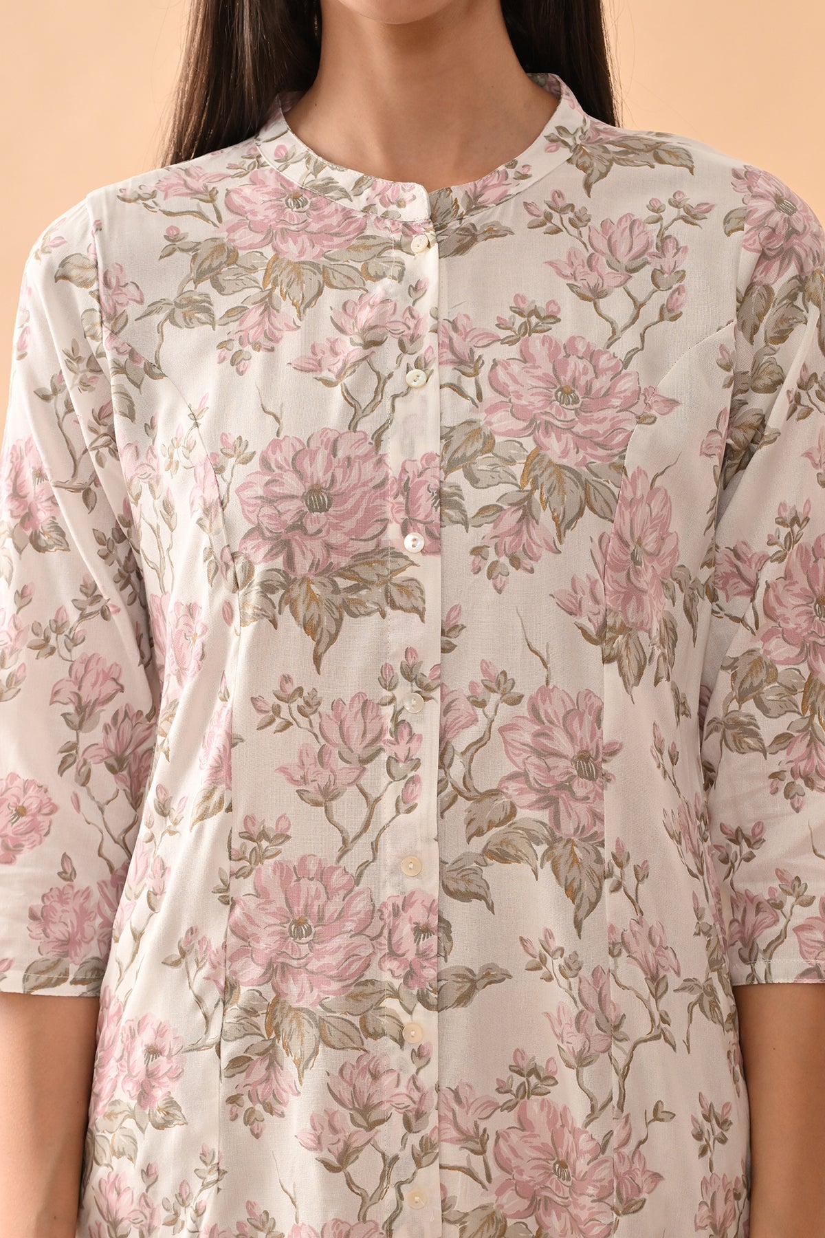 White Floral Printed Kurta