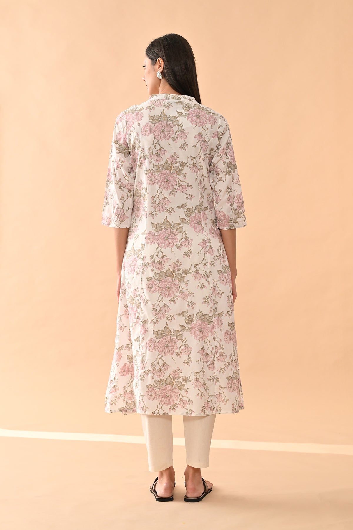 White Floral Printed Kurta