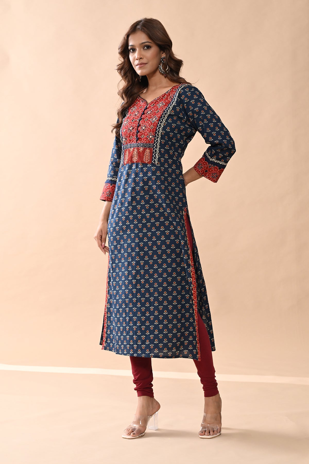 Blue Printed Straight Kurta