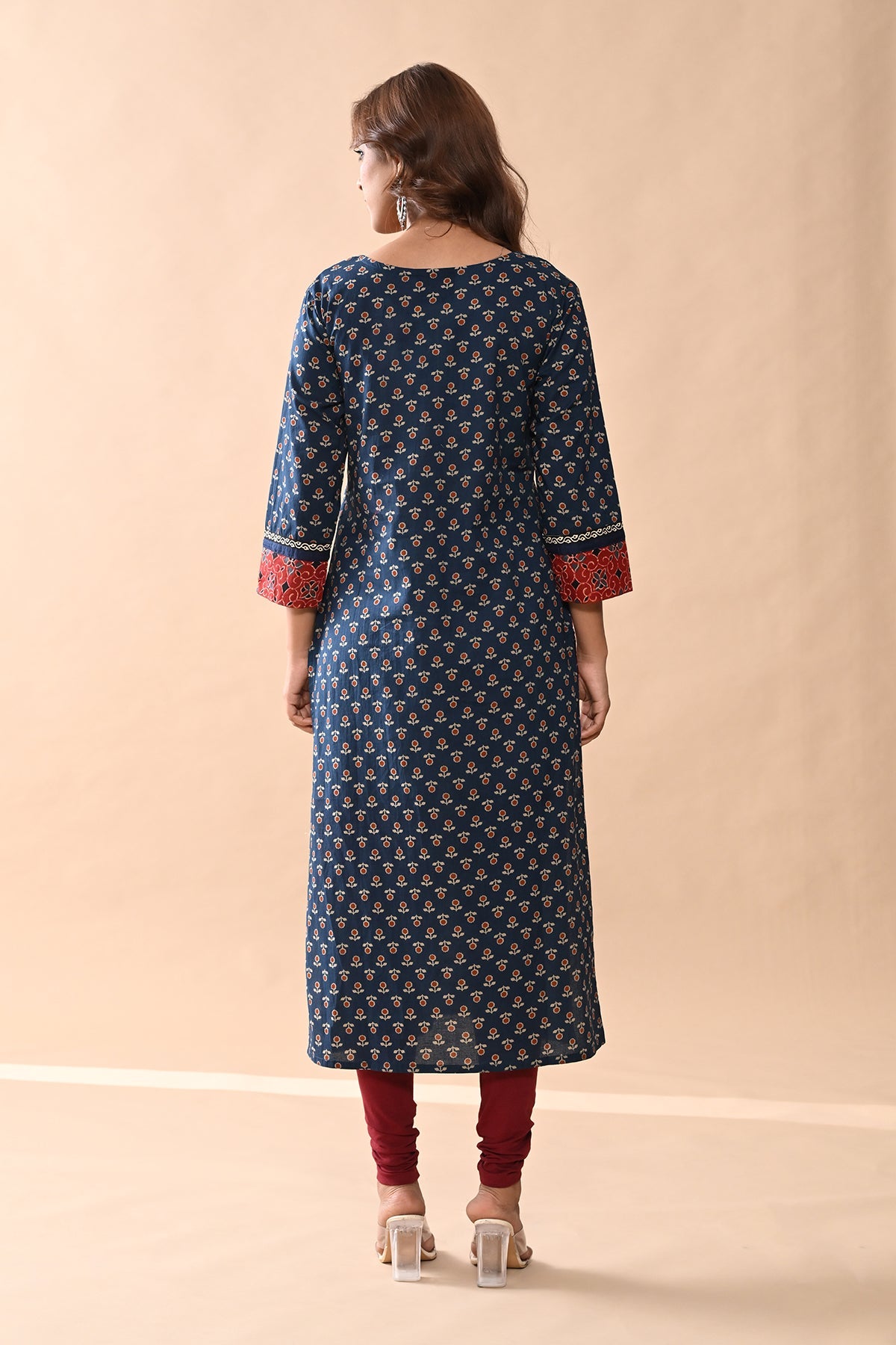 Blue Printed Straight Kurta