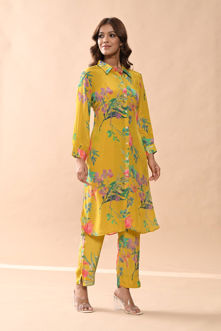Yellow Printed Kurta Set