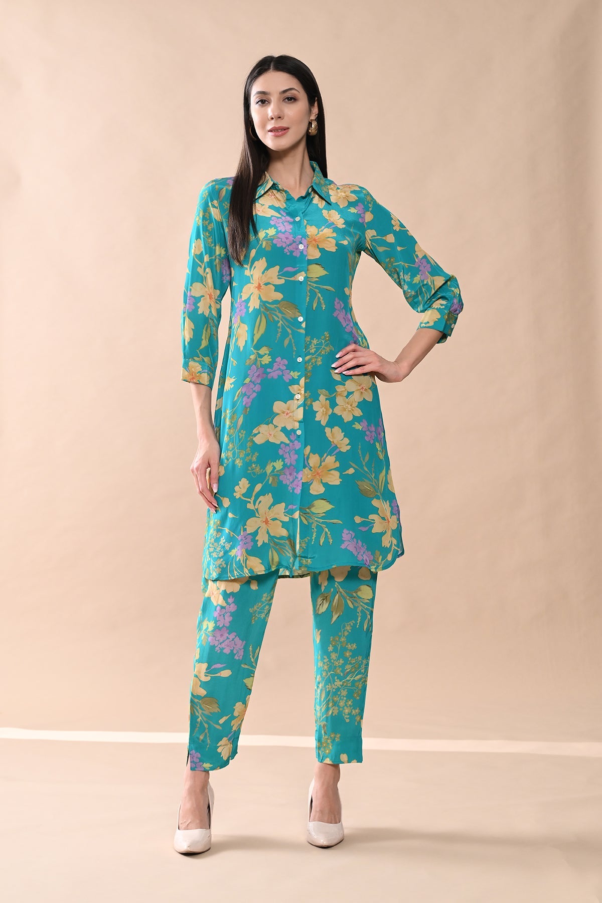 Green Printed Kurta Set