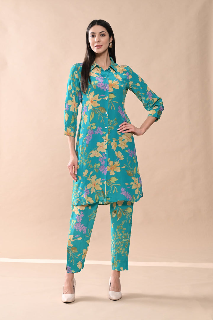 Green Printed Kurta Set