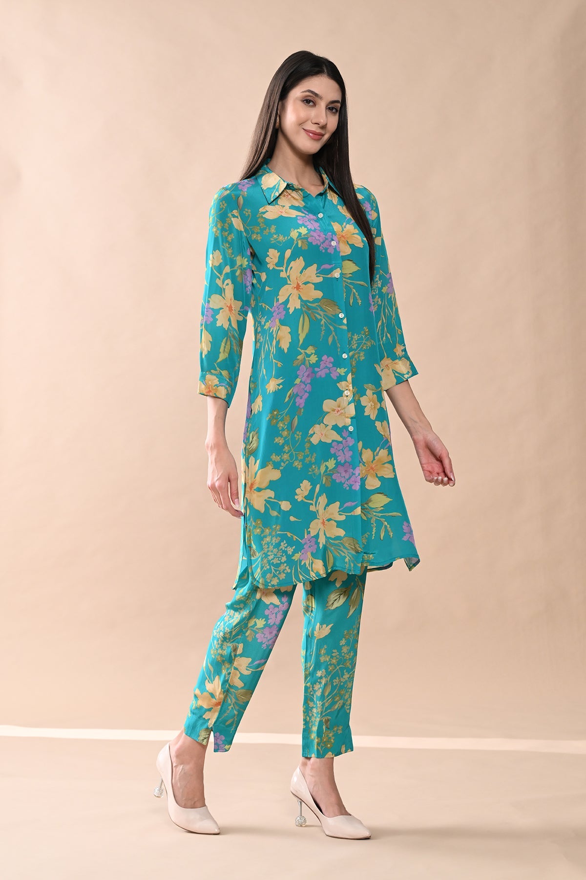 Green Printed Kurta Set