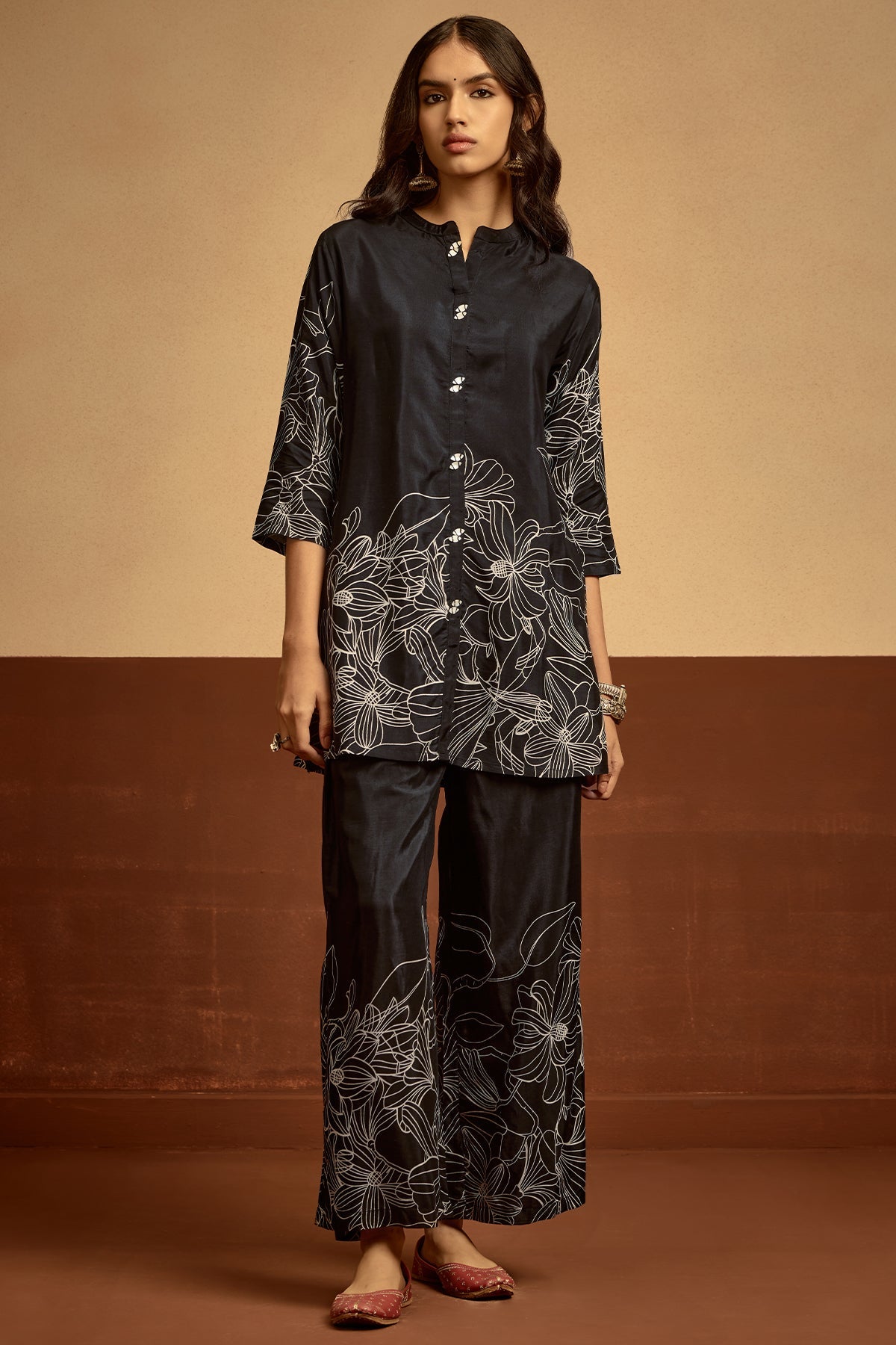 Black Printed Kurta Set