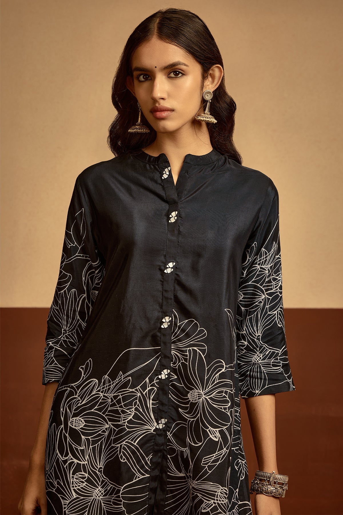 Black Printed Kurta Set