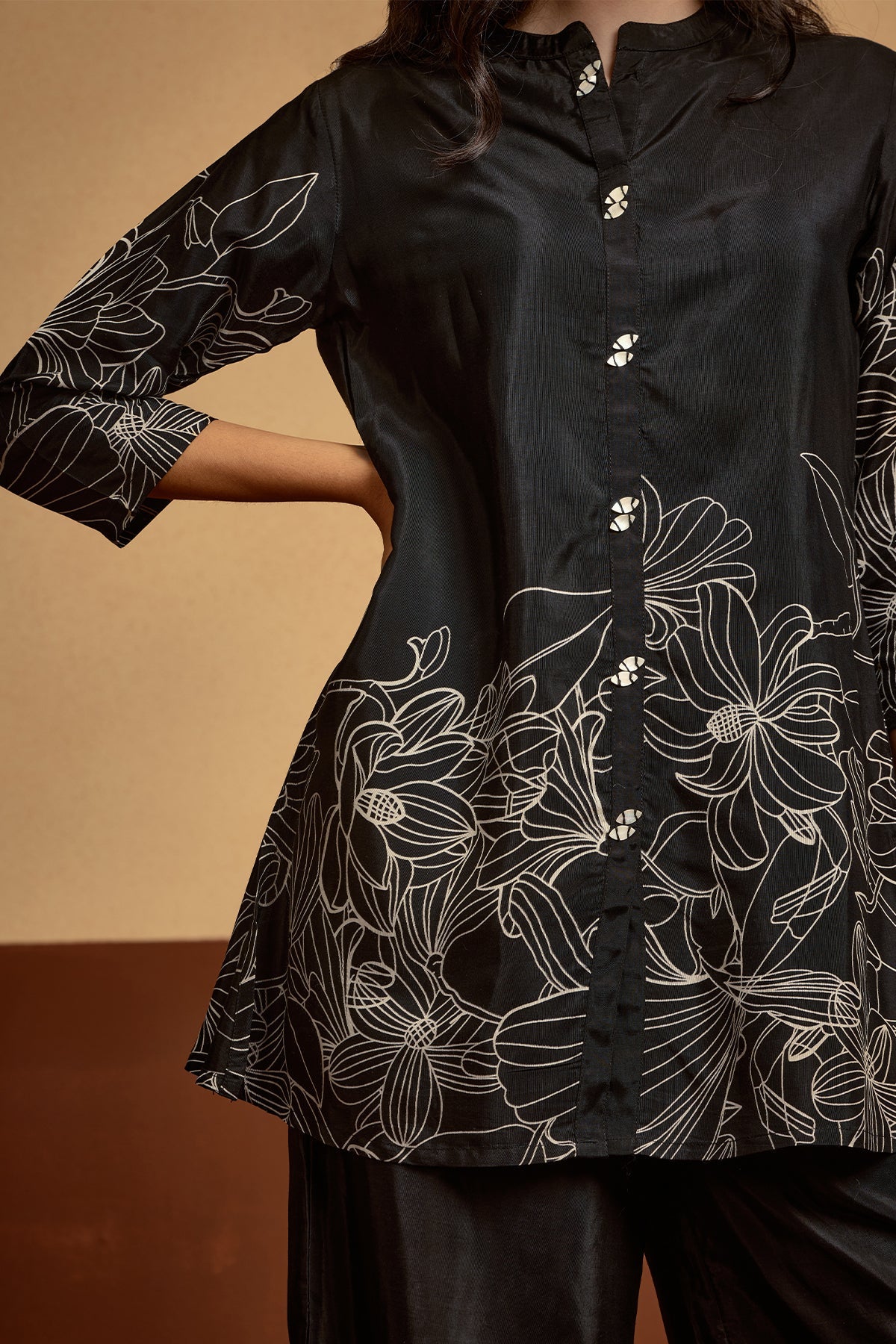 Black Printed Kurta Set