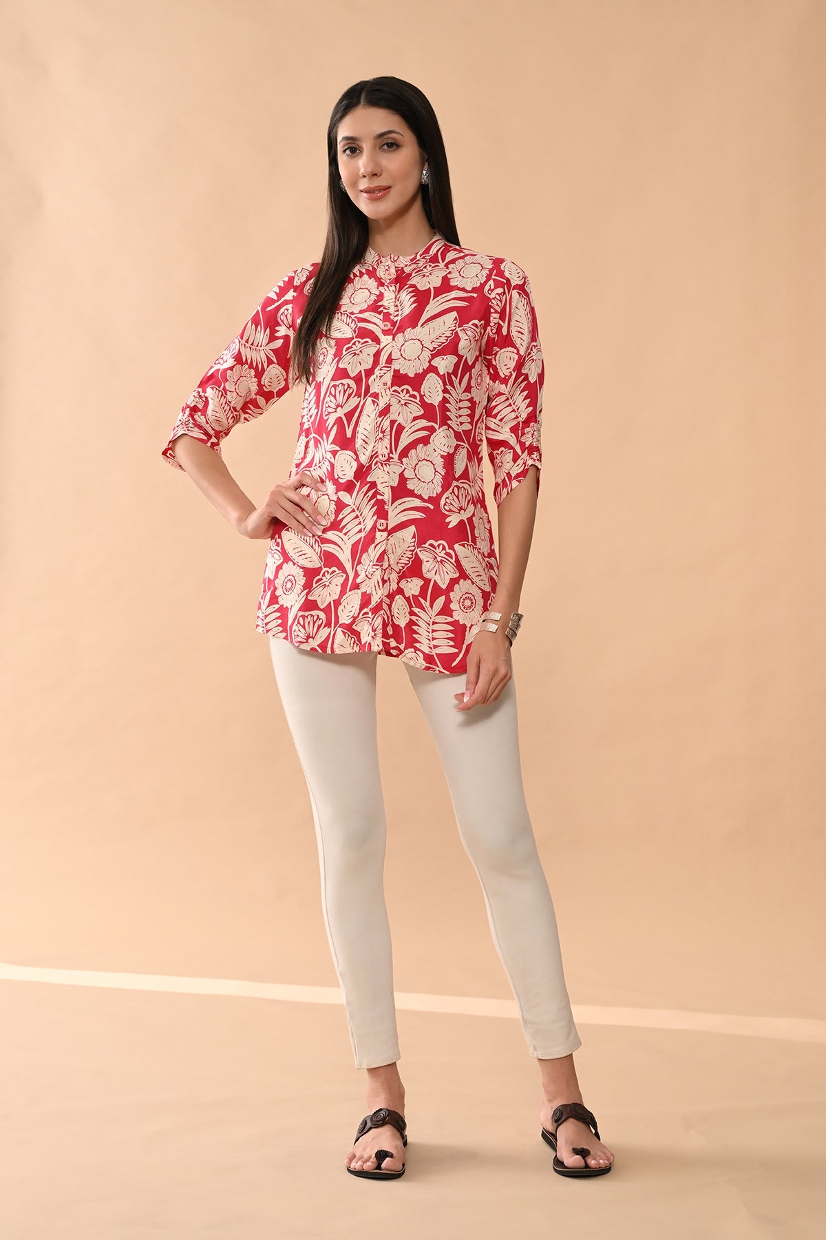Pink Printed Straight Top