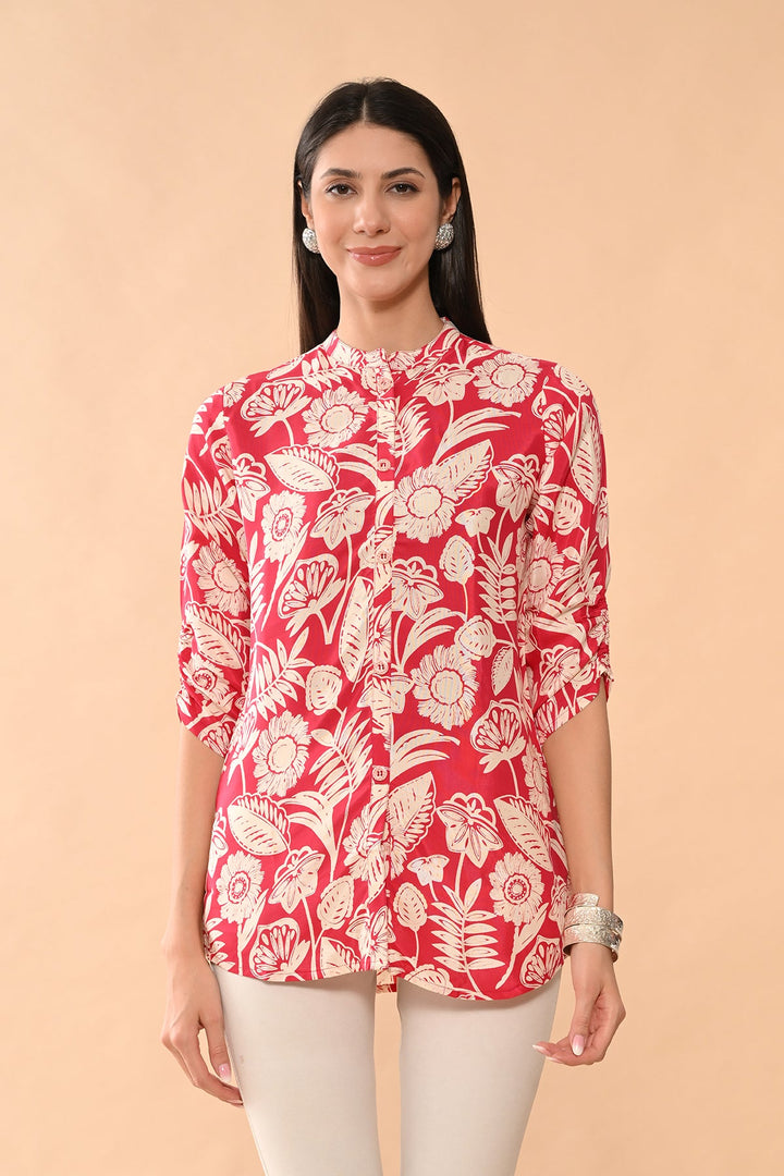Pink Printed Straight Top