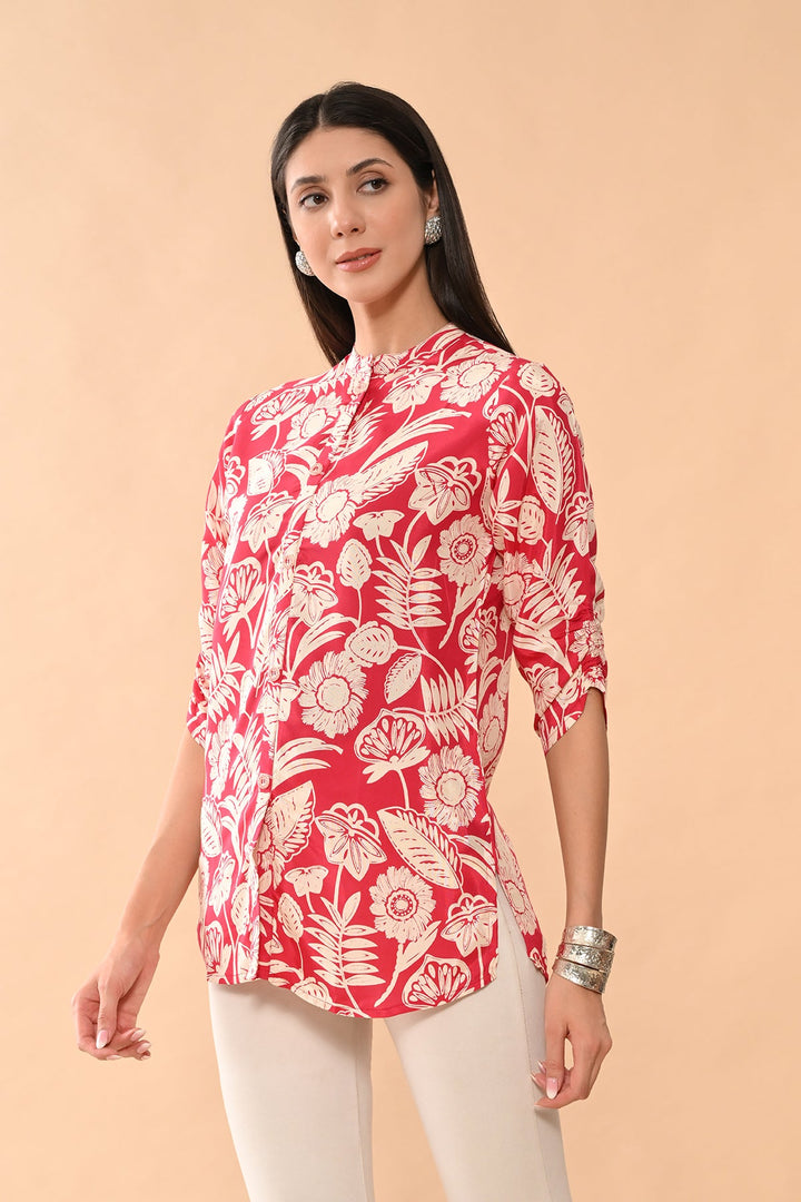Pink Printed Straight Top