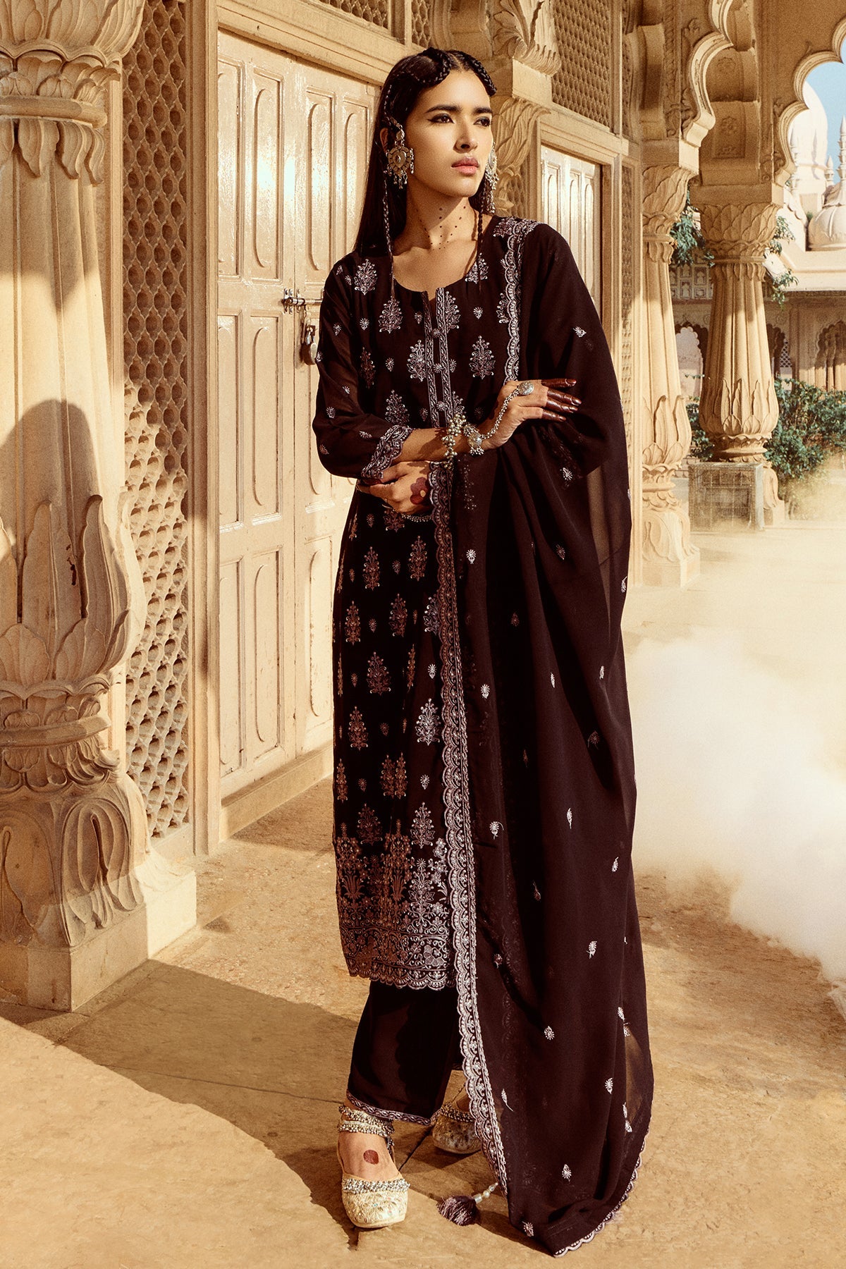 Black Embroidered Kurta Set
