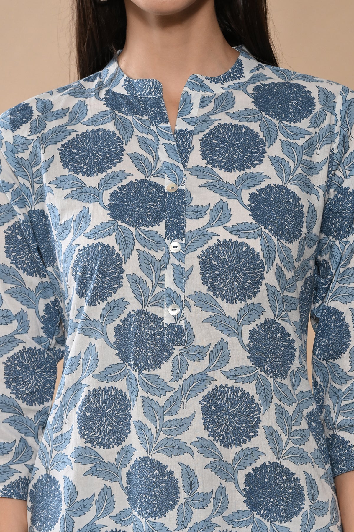 White Floral Printed Kurta