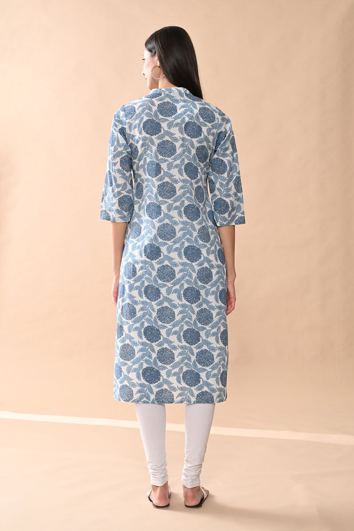 White Floral Printed Kurta
